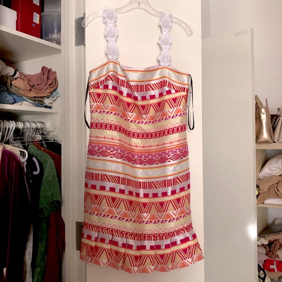 Laundry by Shelli Segal | Striped Jacquard Sheath Dress | SZ4 - Picture 3 of 10